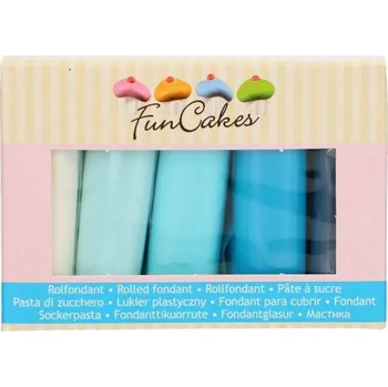 Potahovací hmota sada modrých hmot 5x100g - FunCakes