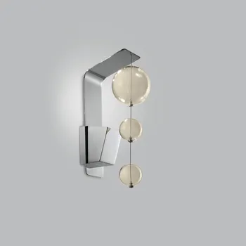Nástěnné svítidlo Metal Lux Bolero, luxusní nástěnné svítidlo, 3 kuličky ambrového skla, 1x10W GU10, výška 57cm