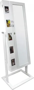 Zrcadlo Chomik Stojací zrcadlo se šperkovnicí a rámečky na fotky bílé 151 x 56 x 48 cm