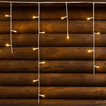 Vánoční dekorace LED krápník 7,7x0,6m 180 LED 24V venkovní, 8 programů teplá bílá (svítící rampouchy)