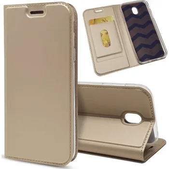 Pouzdro na mobilní telefon Kožené flipové pouzdro pro Samsung Galaxy J3 (2017) - zlaté