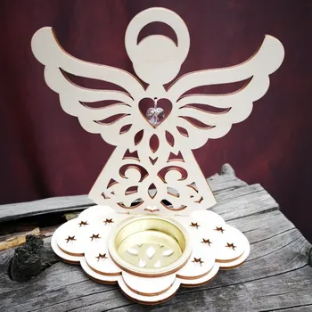 Vánoční dekorace Svícen – Anděl se srdíčkem (Swarovski) – Crystal