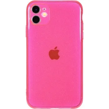 Pouzdro na mobilní telefon Měkký transparentní kryt se třpytkami pro iPhone 11 - fuchsiový