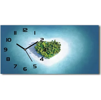 Hodiny Skleněné hodiny na stěnu Ostrov tvar srdce