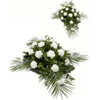 Smuteční dekorace Květinové aranžmá kříž bílé karafiáty