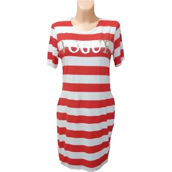 Dámské šaty Dámské Proužkované šaty Vogue Barva: Červená, Velikost: M/L