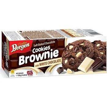 Sušenky BERGEN 126g Brownie s kousky bílé čokolády (originální klasické cookies / s kousky čokolády)