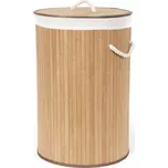 Bambusový koš na prádlo s víkem Compactor Bamboo - kulatý, přírodní, 40 x v.60 cm