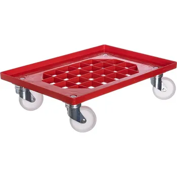 Plošinový vozík Vozík pod přepravky mřížka 4 otočná PA kolečka 100 Barvy: Červená