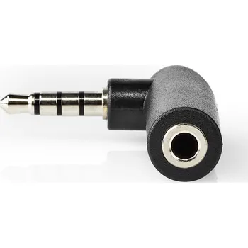 Elektrická zásuvka NEDIS Stereofonní Audio Adaptér| 3,5 mm Zástrčka – 3,5 mm Zásuvka | Úhel 90 | 4-Pól | Černý
