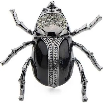 Brož Brož brouk nosorožík, stříbrná s kamínky