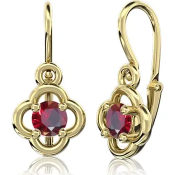 Náušnice Couple, Dětské náušnice Camille, žluté zlato s červeným zirkonem, 585-66-3-0675.0Z00.0.00.004.14