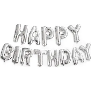 Party dekorace Nafukovací sada velkých písmen HAPPY BIRTHDAY, barva 1 stříbrná