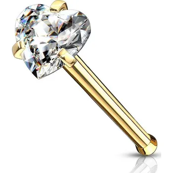 Piercing Zlacený piercing do nosu srdíčko (žluté zlato)