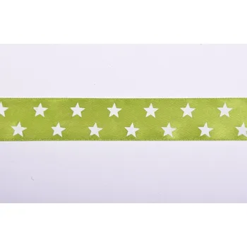 Stuha Ozdobná stuha v zelené barvě s hvězdami 11319