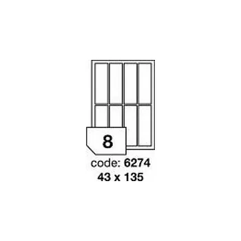 Samolepící etiketa Bílé odnímatelné etikety Rayfilm R0102.6274F, 43x135 mm, 1.000 listů A4, 8000 etiket