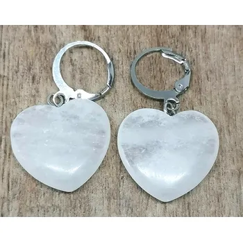 Náušnice křišťálové naušnice se srdíčky a s chir. ocelí