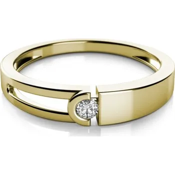 Šperk Couple, Zajímavý prsten Anes, žluté zlato a zirkon, vel. 51, prům. 16.2 mm, 585-68-1-0097.0Z00.0.51.001