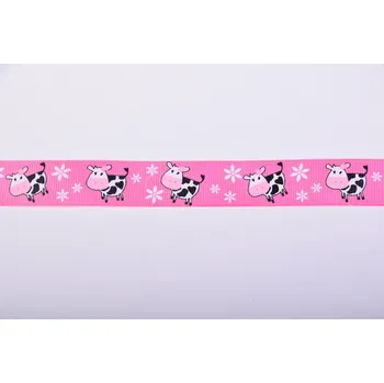 Stuha Stuha v sytě růžové barvě s motivme kraviček 11713