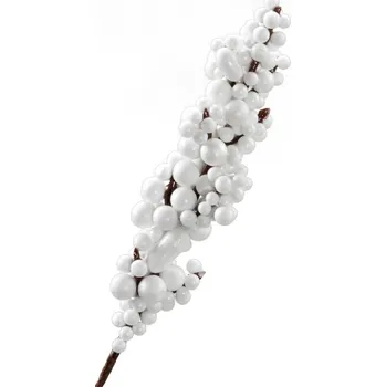 Vánoce Větvička s bílými bobulkami s/12, 17 cm (121058 057 219045 větvička bobule bílé 12/17cm)