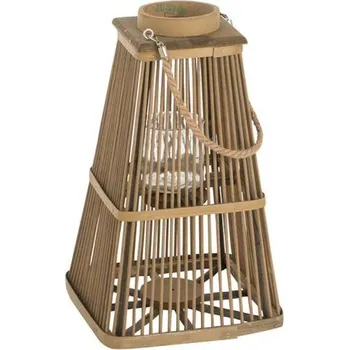 Svícen Bambusová lucerna v přírodním provedení Hanna - 17*17*48 cm