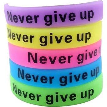 Náramek Woodrow Motivační náramek Never Give Up* fluorescenční 1887 silikonový