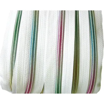 Duhový zip spirálový šíře No 5 bílá metráž, barva Duhový zip spirálový šíře 5 mm bílá metráž