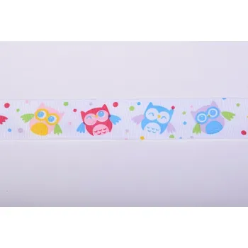 Stuha Stuha v bílé barvě s potiskem soviček 11862