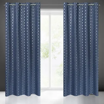 Závěs Dekorační vzorovaný závěs s kroužky CUBBA modrá, (1 kus) 140x250 cm MyBestHome
