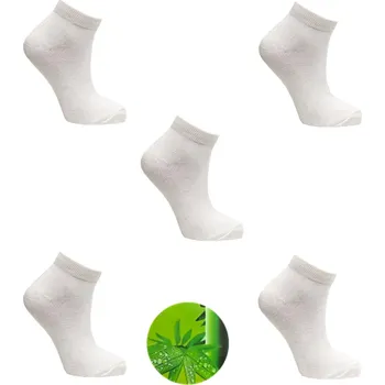 Dámské ponožky ZM Dámské kotníkové bambusové ponožky Bílé, ( 5 párů v balení ) Barva: Bílá, Velikost: 35-38