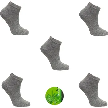 Dámské ponožky PeSaiL Dámské kotníkové bambusové ponožky šedé, ( 5 párů v balení ) Barva: Šedá, Velikost: 35-38