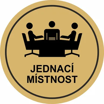 Samolepící etiketa Jednací místnost - zlatá mat samolepící vinylová fólie 90x90 mm