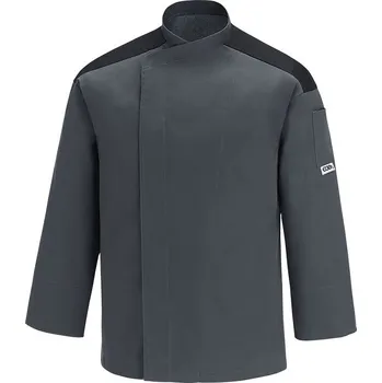 Gastro oděv EGOchef Kuchařský rondon CONVOY - šedý s výložkou - dlhý rukáv M E-2041016CM