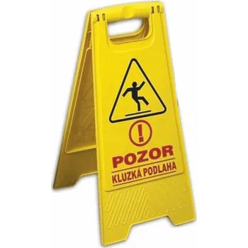 Oboustranná výstražná tabule - Pozor kluzká podlaha oboustranná tabule plast 600x300x30 mm