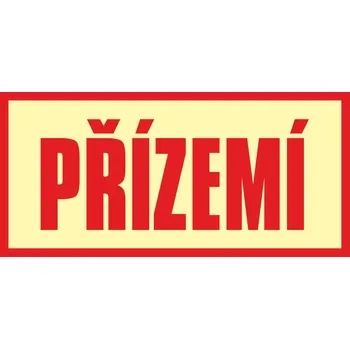 Značení poschodí - Přízemí fotoluminscenční plast 200 x 100 mm