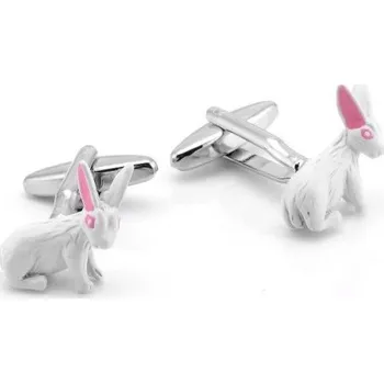 Manžetový knoflíček Manžetové knoflíčky bílý králíček, králík, Alenka v říši divů Bílá