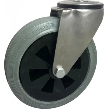 Příslušenství k zahradní technice Pryžové kolo 200 mm otočná vidlice s ložiskem - NEREZ