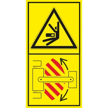 Nebezpečí stlačení ze strany - Nevstupuj do zóny pohybu stroje samolepící vinylová fólie 85 x 45 mm