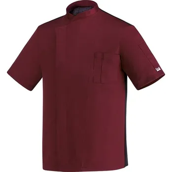 Gastro oděv EGOchef Kuchařský rondon Ottavio MM bordový (polybavlna) - krátky rukáv XXXL E-2065003C3XL