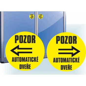 Značení POZOR Automatické dveře 2ks samolepící vinylová fólie 90x90 mm 2 ks