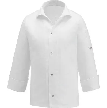 Gastro oděv EGOchef Kuchařský rondon VIP s košilovým střihem UNISEX - bílý - 100% bavlna - dlouhý rukáv XXXL E-2080001A3XL