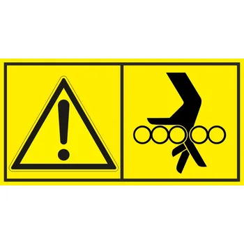 Značení Výstraha - Nebezpečí vtáhnutí ruky mezi válečky samolepící vinylová fólie 45 x 85 mm