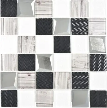 Obklad Skleněná mozaika XCM Coast 29,8x29,8 cm stříbrná