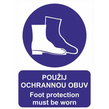 Použij ochranou obuv - Foot protection must be worn plast 0,5mm A4 (297 x 210 mm)