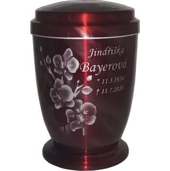 Smuteční dekorace Obal na urnu hliník, hluboká červená - orchidej