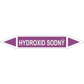 Oboustranná šipka - Hydroxid sodný Samolepka PVC 3: 672 x 105 mm