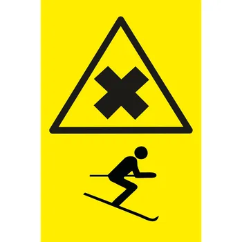 Pozor, křížení sjezdovek UV tisk plast 5mm 600 x 400 mm