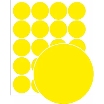 Samolepící etiketa Samolepící kolečko - žluté čisté samolepící vinylová fólie 15 mm - 50ks