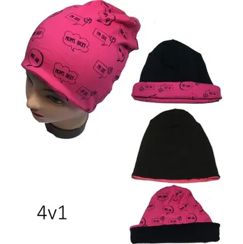 Čepice obvod 52,54 cm -Dívčí podzimní/jarní čepice Rockino 4 v 1 - růžová barva