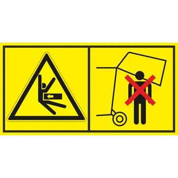 Nebezpečí stlačení ze strany - Nevstupuj do zóny zavírání stroje samolepící vinylová fólie 88 x 168 mm